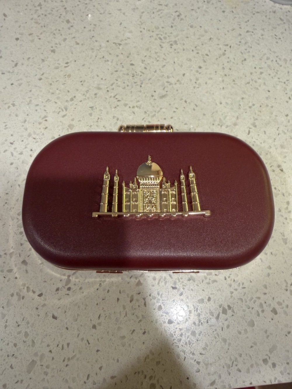 Sabyasachi Inspired Taj Mahal Clutch Bag Party Evening Formal Purse BURGUNDY/WIN